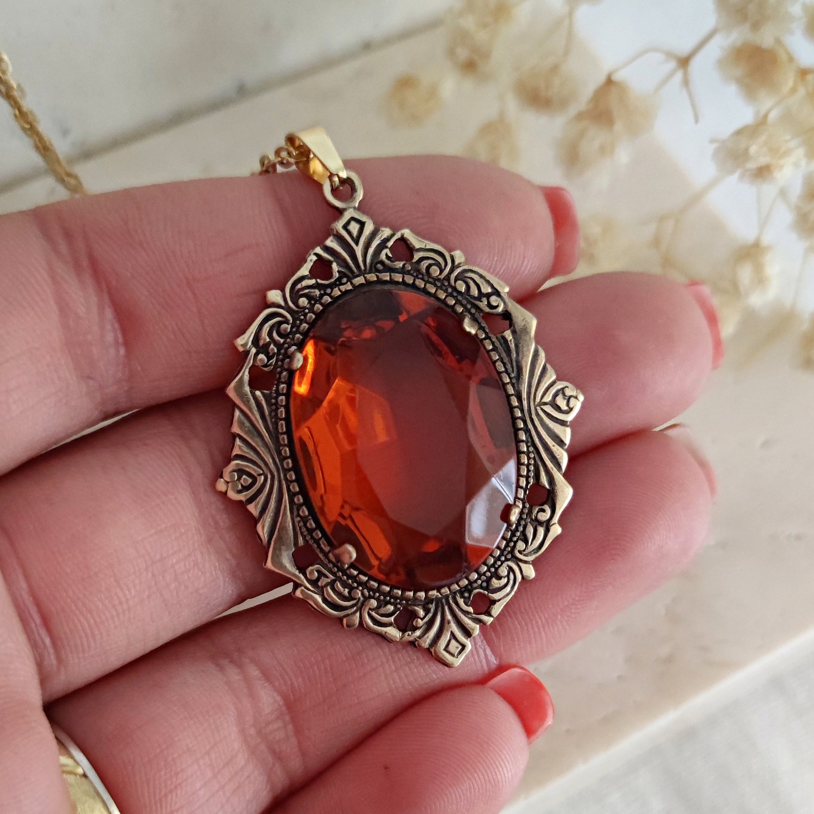 Topaz antique-style pendant