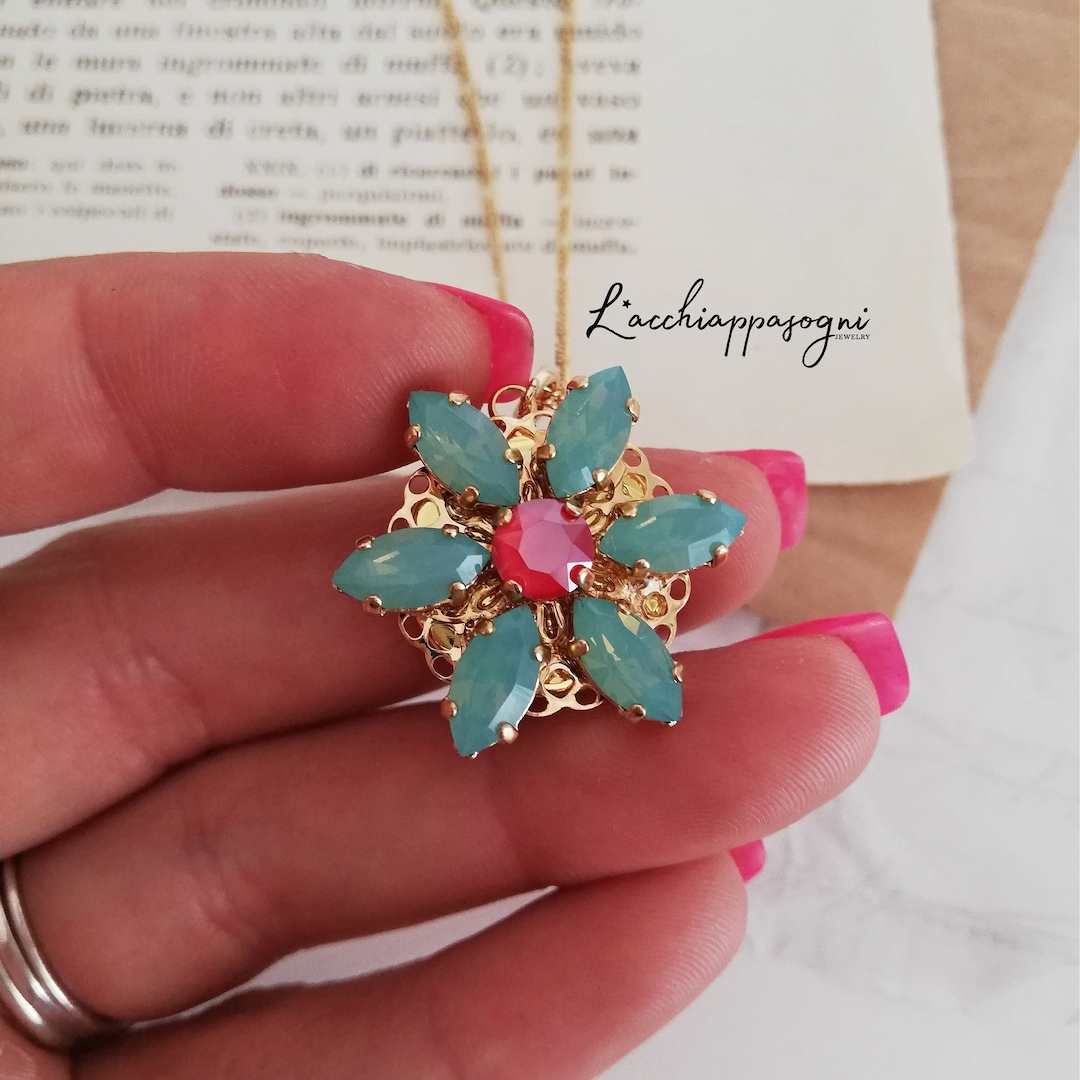 Anastasia ENGRAVED Together in Paris Necklace PACIFIC OPAL M
