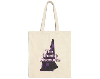 The Granite Discourse New Hampshire Silhouette Tote | Plaid State Outline Cotton Tote