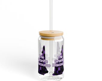 The Granite Discourse Sipper Glass, 16oz | Podcast Logo Drinkware
