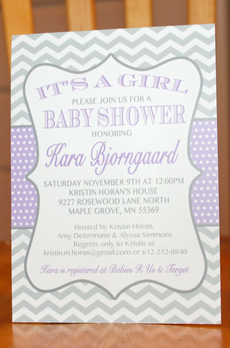 DIY Shower Baby Announcement Shower Invite PDF Baby Shower Invitation Baby Girl Shower Invite Printable Invitation Purple Invite