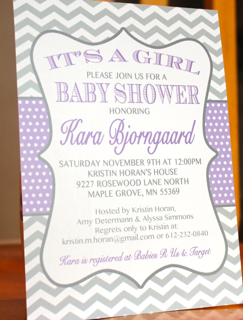 DIY Shower Baby Announcement Shower Invite PDF Baby Shower Invitation Baby Girl Shower Invite Printable Invitation Purple Invite