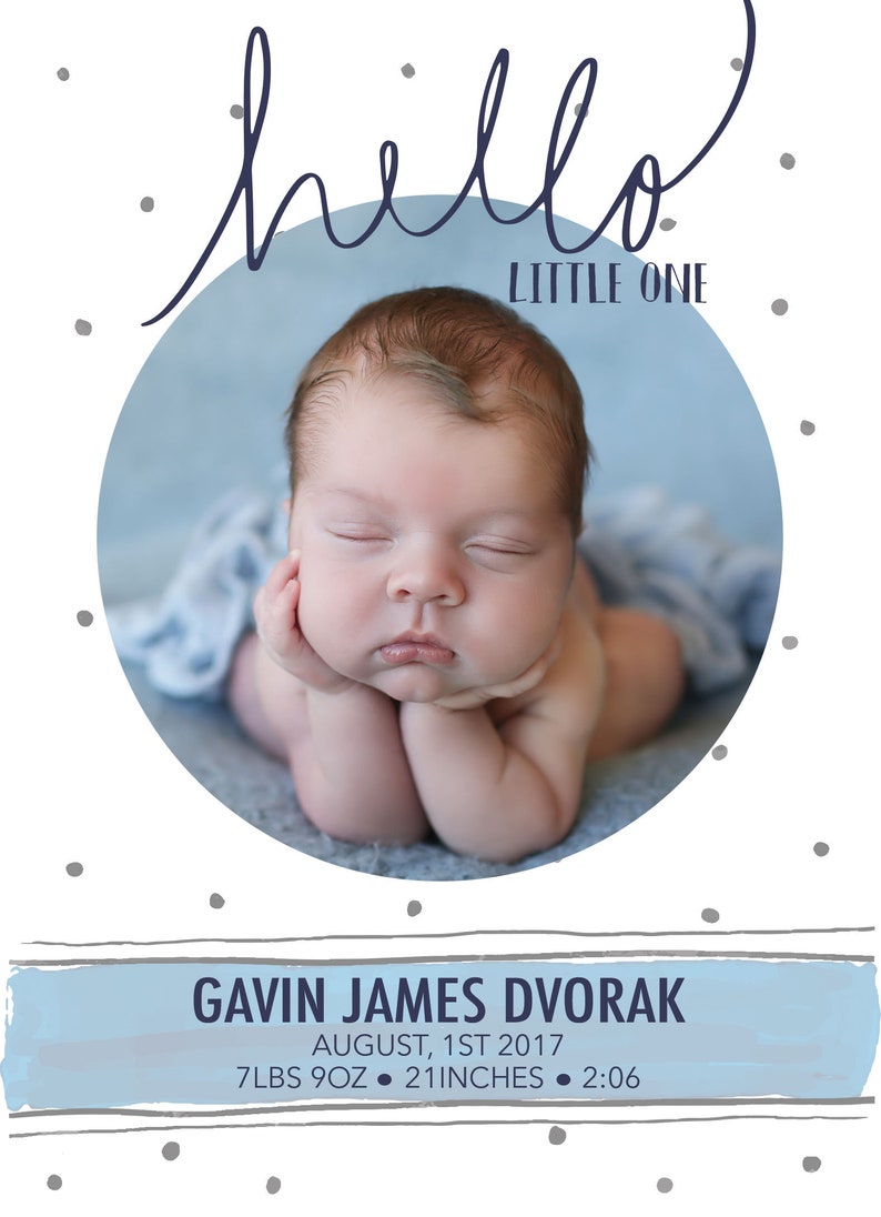 Birth Announcement. Baby Boy Birth Announcement. Navy Etsy