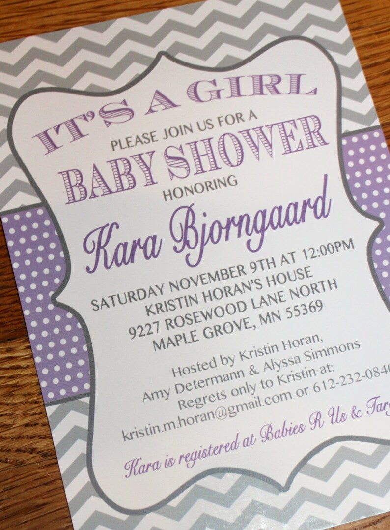 DIY Shower Baby Announcement Shower Invite PDF Baby Shower Invitation Baby Girl Shower Invite Printable Invitation Purple Invite