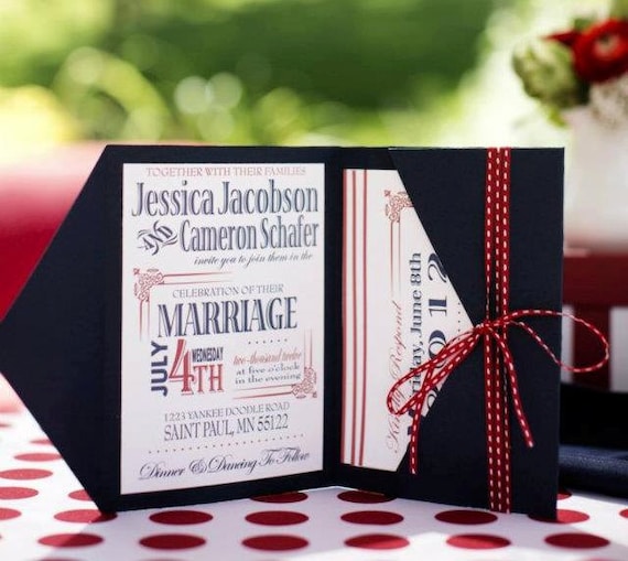 4th of july wedding invitation printable wedding invitation etsy