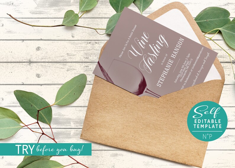 Wine Tasting Bachelorette Party Invite Wine Tasting Bridal Shower Invitation Corjl Wine Party Invite INSTANT DOWNLOAD Editable Template