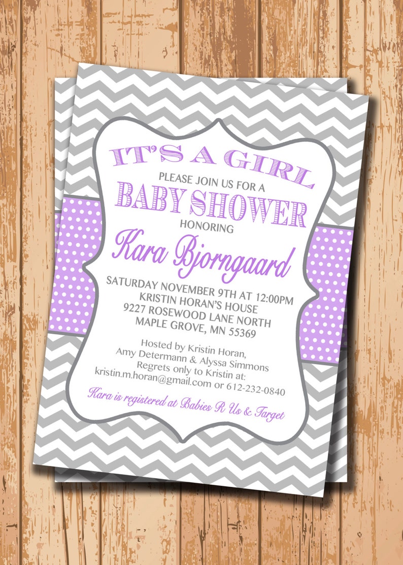 DIY Shower Baby Announcement Shower Invite PDF Baby Shower Invitation Baby Girl Shower Invite Printable Invitation Purple Invite
