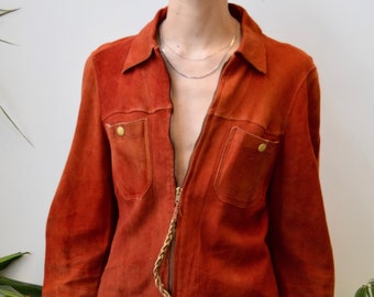rust suedette biker jacket