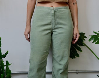 Sixties Seventies "Misses Wrangler" Light Green Corduroy Flares