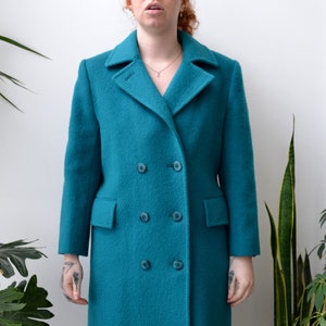 Teal Blue Wool Coat Etsy