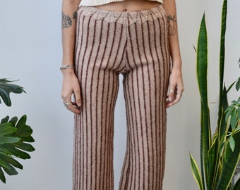 Seventies "Carol Horn Knits" Tan & Brown Striped Knit Pants