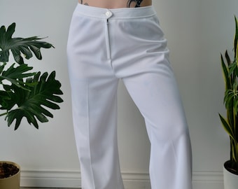 Seventies White Poly Trousers