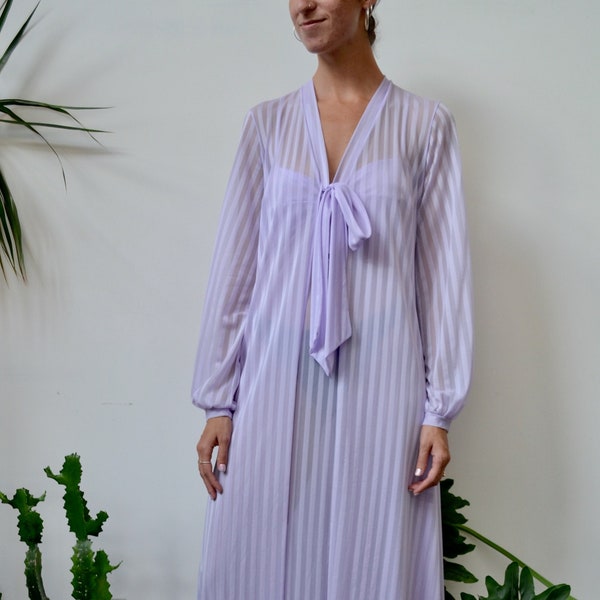 Seventies Lavender Striped Negliée Set