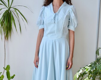 Vintage 70s Baby Blue Gown