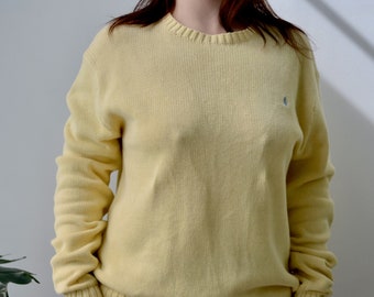 Pull en maille Ralph Lauren jaune beurre des années 90/août