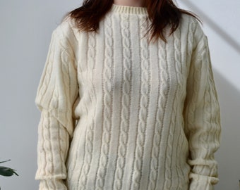 Seventies Cream Jantzen Cable Knit Sweater