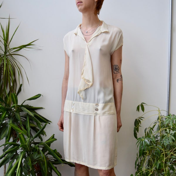 1920's Ivory Silk Dress