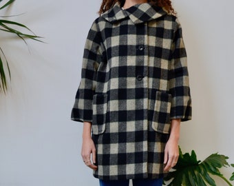 Fifties/Sixties Grey & Black Plaid Coat