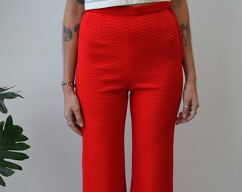 60s/70s Candy Red Ribbed Trousers