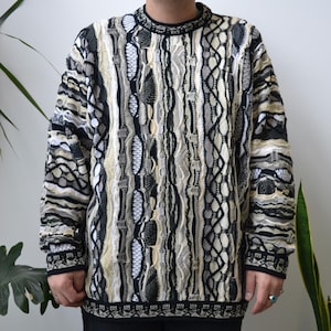 Nineties Black, White & Yellow 3D Knit Coogi Pullover Sweater - Etsy
