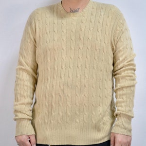 Eighties Beige Ralph Lauren Cashmere Cable Knit Pullover Sweater