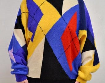 【Vintage】COOGI 3D KNIT CARDIGAN Vintage Coogi 3D Multicolor Cardigan Sweater Cable Knitwear