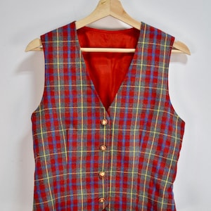 Chaleco vintage a cuadros rojos