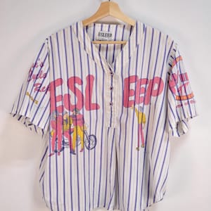 Vintage Nineties Esleep Boxer Striped Short Sleeve Sleep Shirt