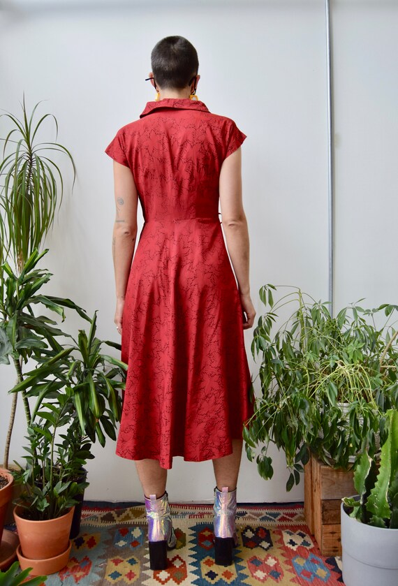 Vintage 1950s Cherry Flocked Dress - image 3