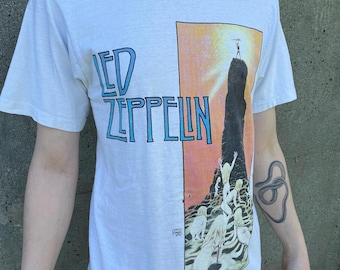 1988 Vintage Led Zeppelin Häuser des Heiligen Backstage Pass Single Stitch Tee