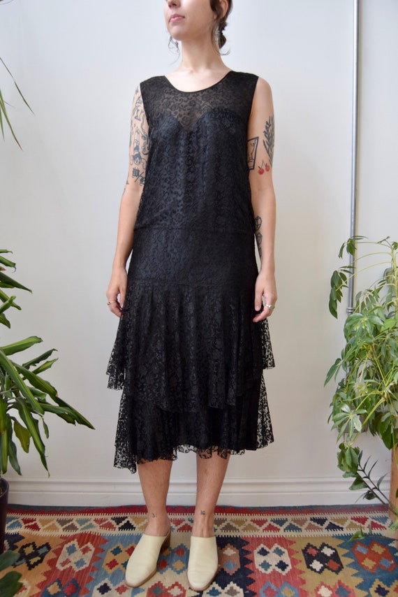 Black Lace Twenties Dress Etsy