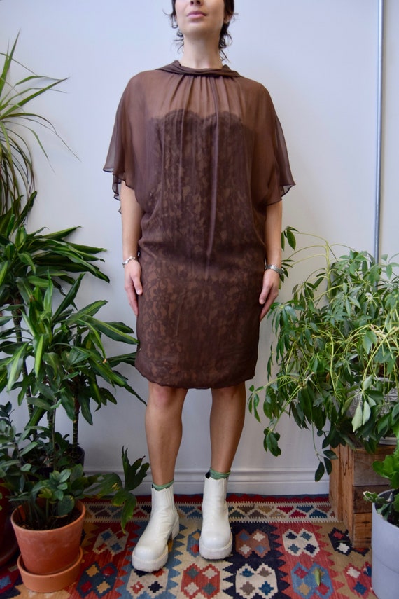 Vintage 60 s Silk and Lace Cape Overlay Shift Dress Etsy Norway