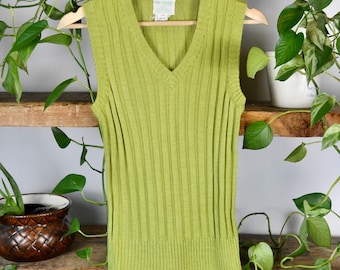 Vintage 70s/80s "Alex Colman" grünes Strick Tank Top - Größe M