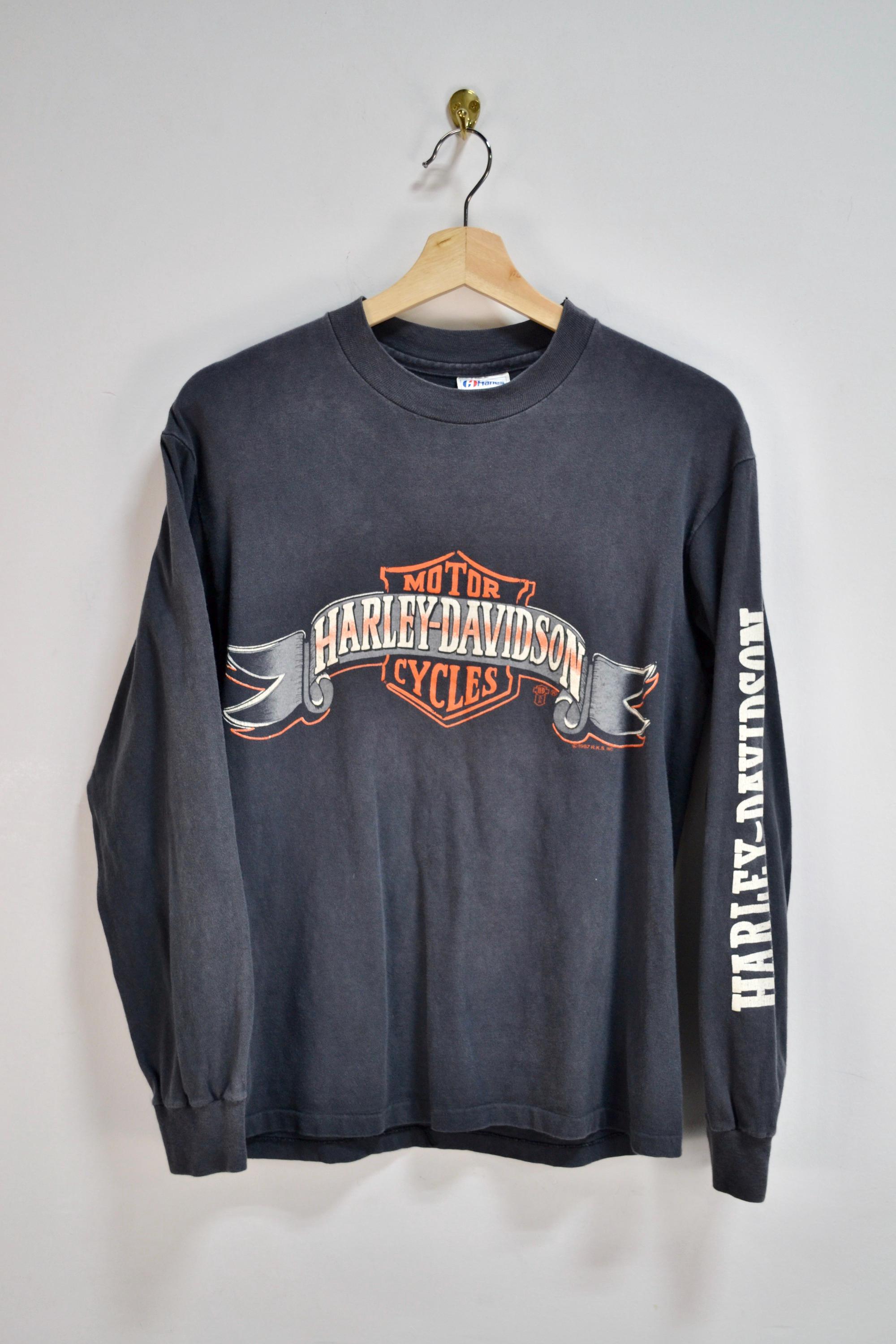 Harley-Davidson グレー Vネック ニット　L 1987 Harley T Shirt - Etsy