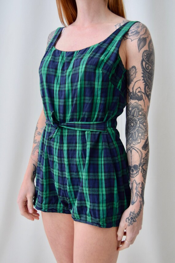 Vintage 50's Tartan Plaid Swimsuit | 50s One Piece