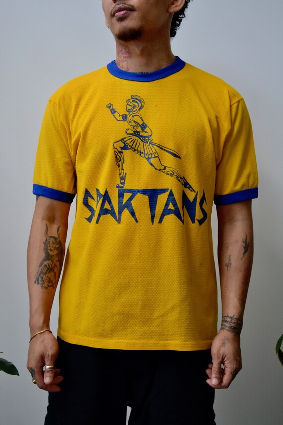 Buy Seventies Russell Athletic Spartans Yellow Jersey Ringer Tee 