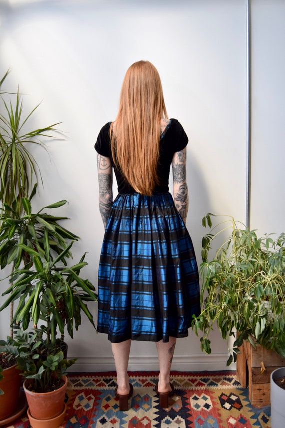 Plaid top taffeta dress