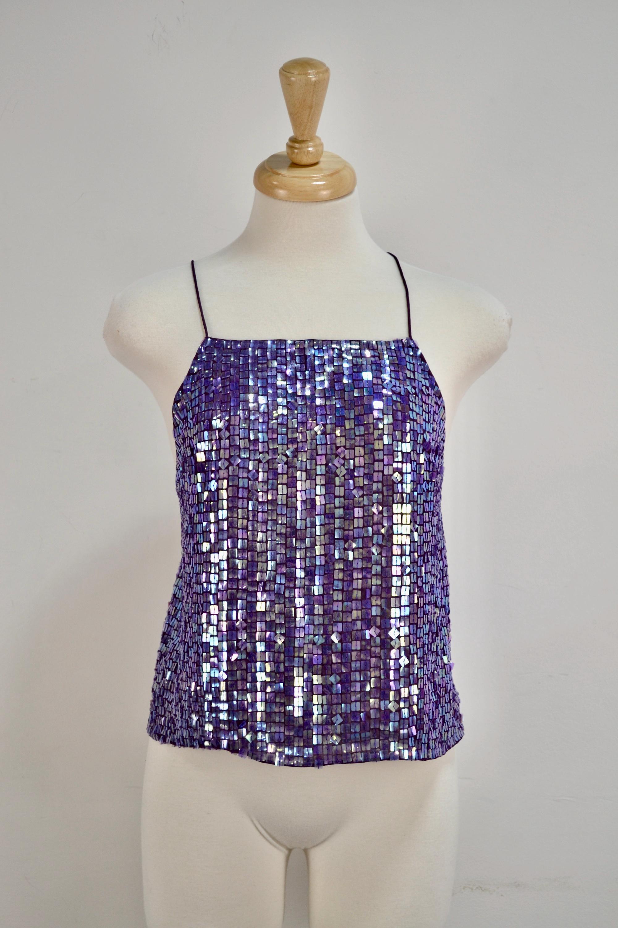 Y2K Purple Sequin Tie Top - Etsy