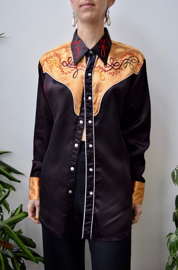 Seventies Satin Western Shirt | Etsy