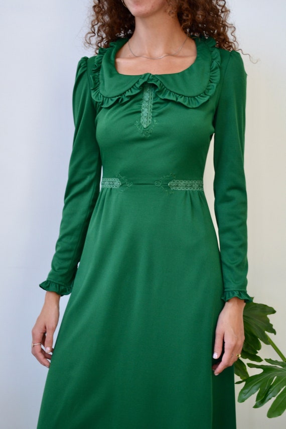 70s "Mikeys Jrs" Emerald Green Maxi Dress - image 2