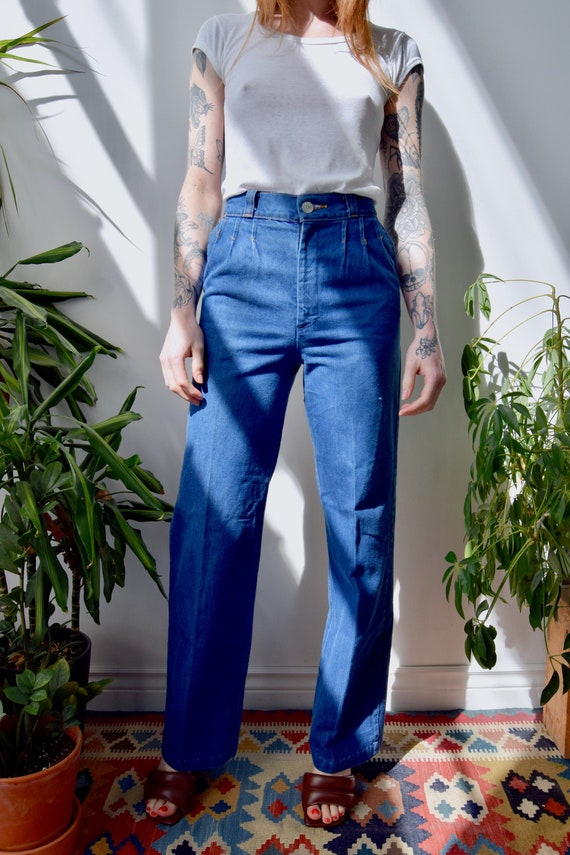 Pleated Straight Leg 70s Jeans - Etsy