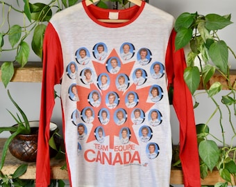 Vintage RARE 1976 Team Canada Hockey Team Langarm T-Shirt - Größe S/M