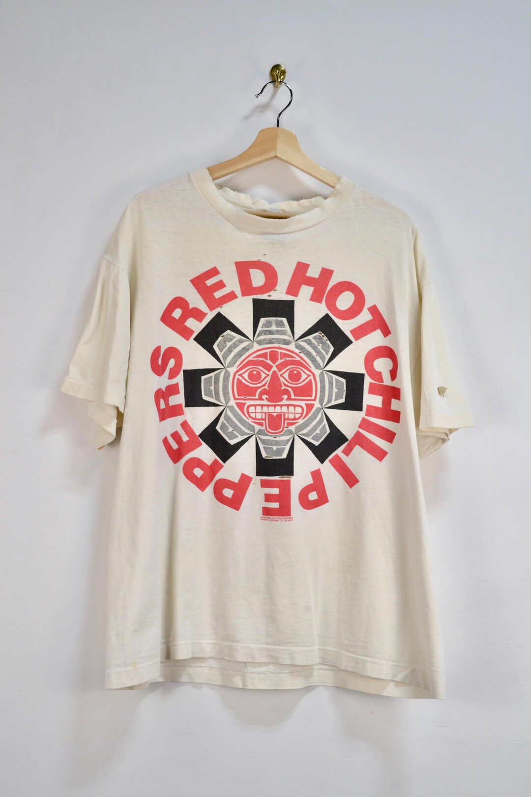 Maglietta Ufficiale Red Hot Chili Peppers - Design Aztec - Colore Bianco - Taglie S-XXL - 3