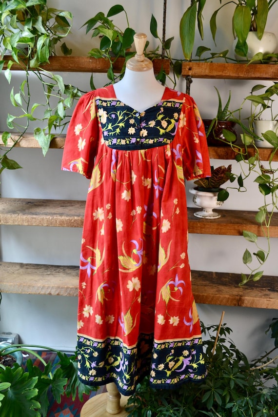 Vintage 90s Indian Cotton Floral Smock/house Dress - Etsy Israel