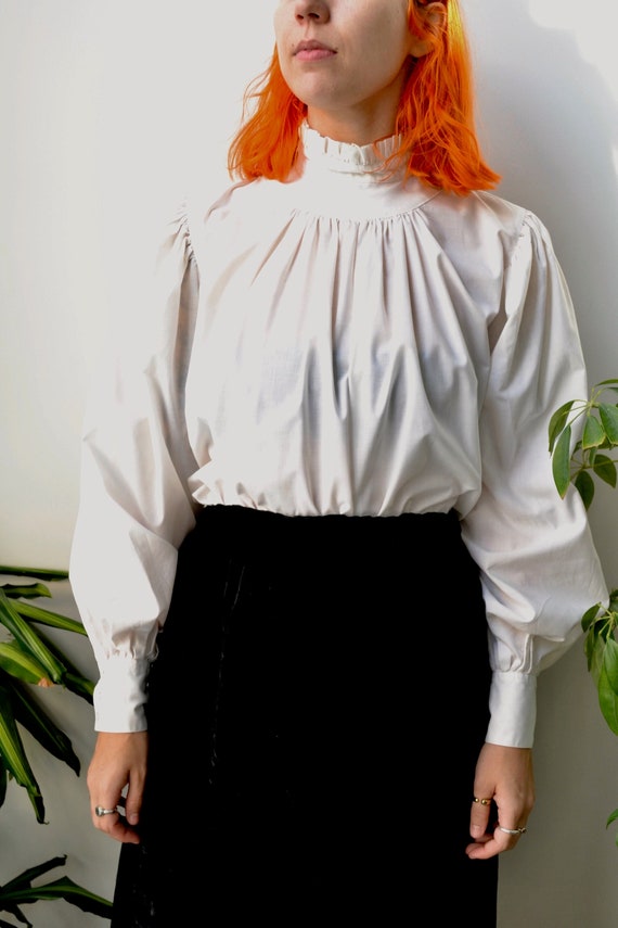 70s/80s Antique Inspired Mutton Sleeve Blouse - Etsy