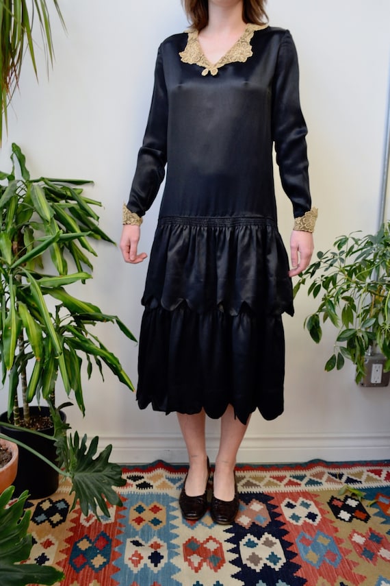 Antique Satin Drop Waist Dress - Etsy UK