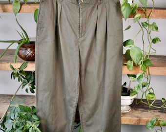 Vintage 90er Jahre Baggy Tommy Hilfiger taupe plissierte Chinos