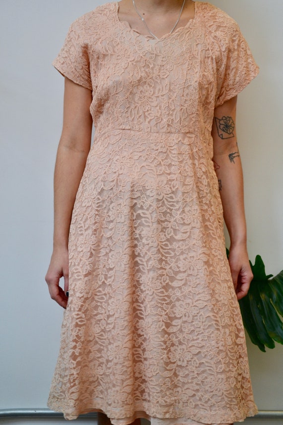 Fifties Blush Lace Dress - image 2