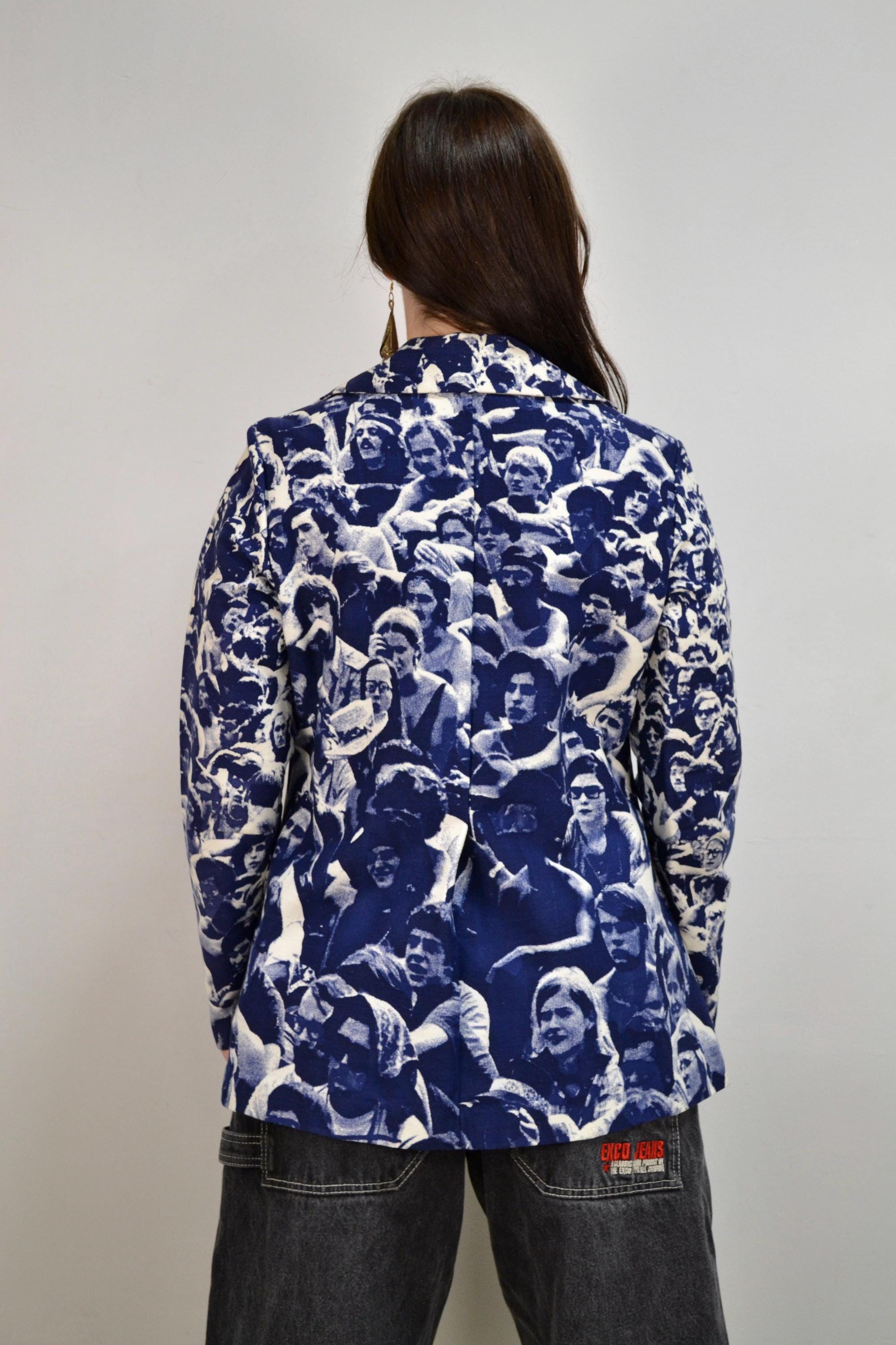 Super Rare 60s/70s Woodstock Crowd Photo Allover Print Blazer - Etsy