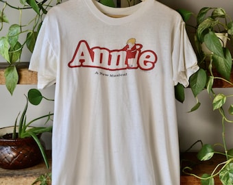 Camiseta promocional vintage de los setenta, ¡una joya!, de Annie The Musical.
